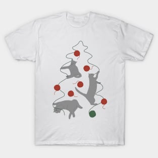 Cats and Yarn Christmas Tree T-Shirt